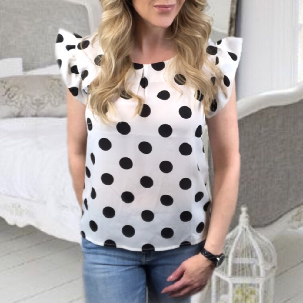 Ella Cap Sleeve Polka Dot Blouse - Picture 3 of 3